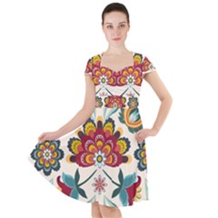 Baatik Print  Cap Sleeve Midi Dress