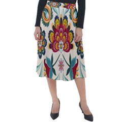 Baatik Print  Classic Velour Midi Skirt  by designsbymallika