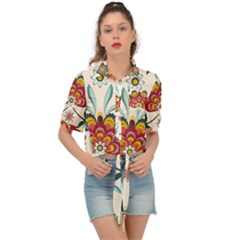 Baatik Print  Tie Front Shirt 