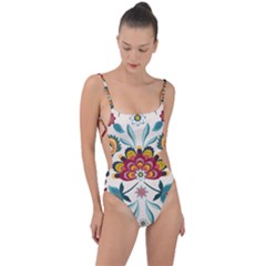 Baatik Print  Tie Strap One Piece Swimsuit