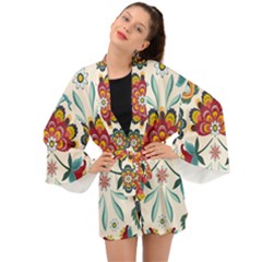 Baatik Print  Long Sleeve Kimono