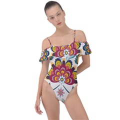 Baatik Print  Frill Detail One Piece Swimsuit