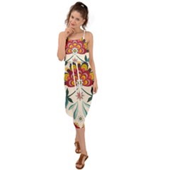 Baatik Print  Waist Tie Cover Up Chiffon Dress