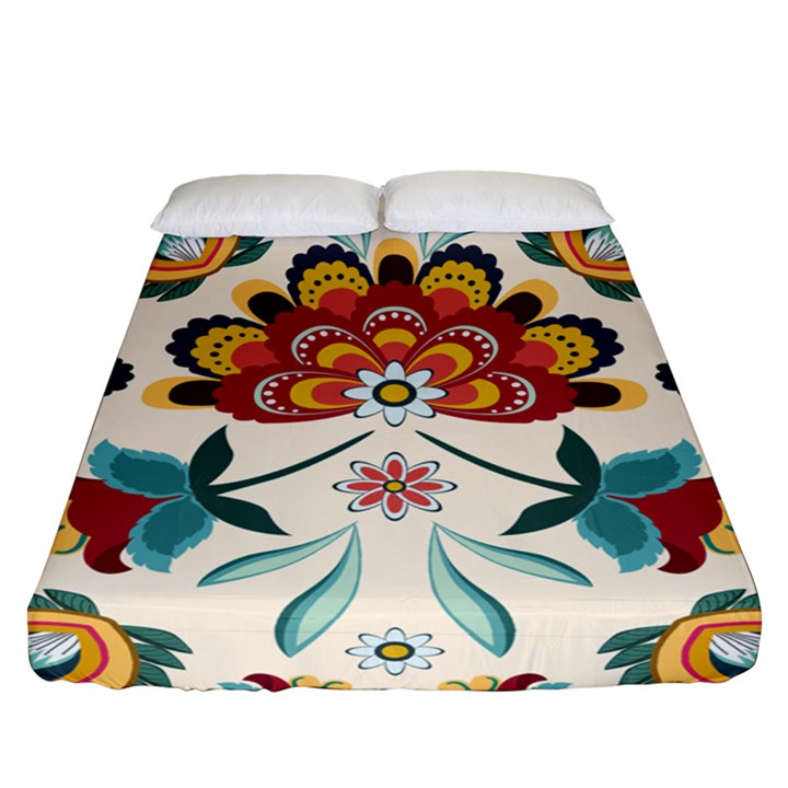 Baatik Print  Fitted Sheet (Queen Size)