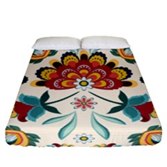 Baatik Print  Fitted Sheet (queen Size) by designsbymallika