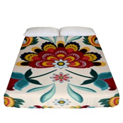 Baatik Print  Fitted Sheet (king Size) by designsbymallika