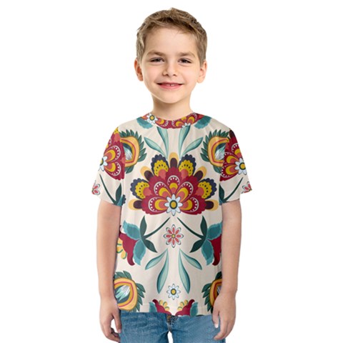 Baatik Print  Kids  Sport Mesh Tee by designsbymallika