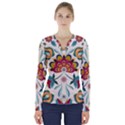 Baatik Print  V-Neck Long Sleeve Top View1