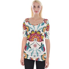 Baatik Print  Wide Neckline Tee