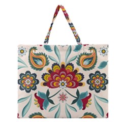 Baatik Print  Zipper Large Tote Bag by designsbymallika