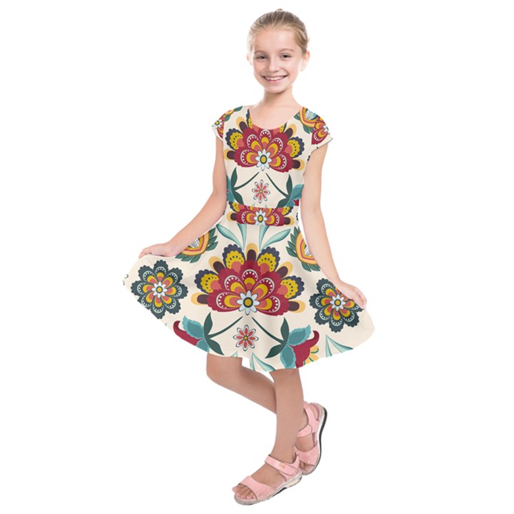 Baatik Print  Kids  Short Sleeve Dress