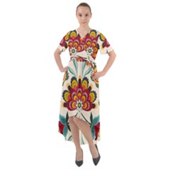 Baatik Print  Front Wrap High Low Dress