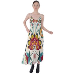 Baatik Print  Tie Back Maxi Dress