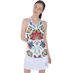 Baatik Print  Racer Back Mesh Tank Top