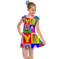 Alphabet Pattern Kids  Cap Sleeve Dress by designsbymallika