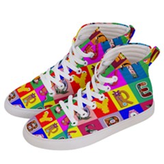 Alphabet Pattern Women s Hi-top Skate Sneakers by designsbymallika