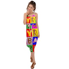 Alphabet Pattern Waist Tie Cover Up Chiffon Dress