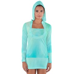 Blue Green Shades Long Sleeve Hooded T-shirt by designsbymallika