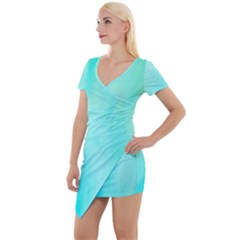 Blue Green Shades Short Sleeve Asymmetric Mini Dress by designsbymallika