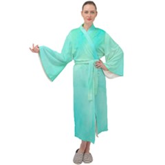 Blue Green Shades Maxi Velour Kimono by designsbymallika