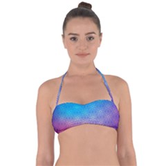 Blue Pink Shade Halter Bandeau Bikini Top by designsbymallika