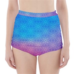 Blue Pink Shade High-waisted Bikini Bottoms by designsbymallika