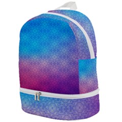 Blue Pink Shade Zip Bottom Backpack by designsbymallika