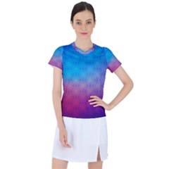 Blue Pink Shade Women s Mesh Sports Top