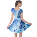 Blue Shaded Design Cap Sleeve Dress View2