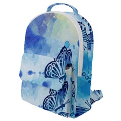 Blue Shaded Design Flap Pocket Backpack (small) by designsbymallika