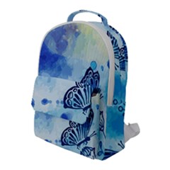 Blue Shaded Design Flap Pocket Backpack (large) by designsbymallika