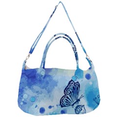 Blue Shaded Design Removal Strap Handbag by designsbymallika