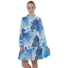 Blue Shaded Design All Frills Chiffon Dress