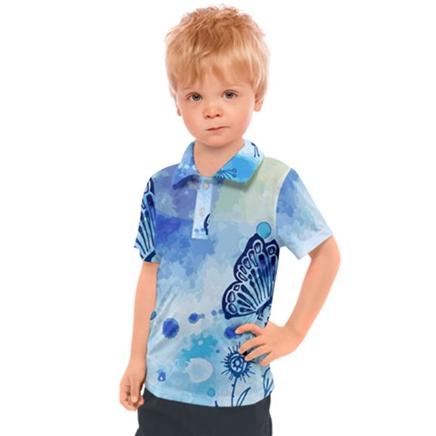 Blue Shaded Design Kids  Polo Tee by designsbymallika