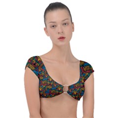 Boho Pattern 2 Cap Sleeve Ring Bikini Top