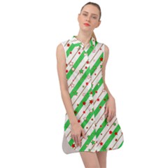 Christmas Paper Stars Pattern Texture Background Colorful Colors Seamless Copy Sleeveless Shirt Dress by Vaneshart