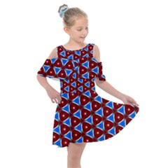 Pattern Triangles Seamless Red Blue Seamless Pattern Texture Seamless Patterns Repetition Kids  Shoulder Cutout Chiffon Dress by Vaneshart