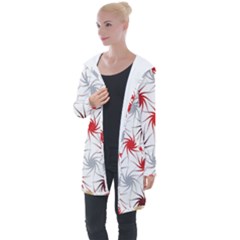 Pearl Pattern Floral Design Art Digital Seamless Longline Hooded Cardigan by Vaneshart