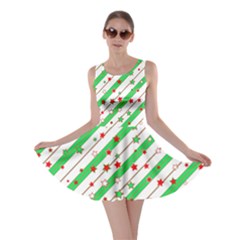 Christmas Paper Stars Pattern Texture Background Colorful Colors Seamless Skater Dress by Vaneshart