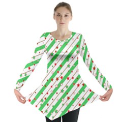 Christmas Paper Stars Pattern Texture Background Colorful Colors Seamless Long Sleeve Tunic  by Vaneshart