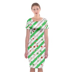 Christmas Paper Stars Pattern Texture Background Colorful Colors Seamless Classic Short Sleeve Midi Dress by Vaneshart