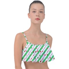 Christmas Paper Stars Pattern Texture Background Colorful Colors Seamless Frill Bikini Top