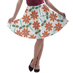 Vector Flower Floral Pattern Seamlesspattern Pink Colorful Kids A-line Skater Skirt by Vaneshart