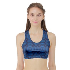 Abstract Seamlesspattern Graphic Lines Vintage Background Blue Elegant Grunge Sports Bra With Border by Vaneshart