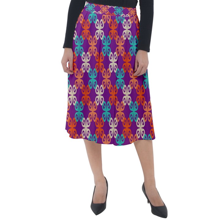 Abstract Seamlesspattern Graphic Lines Vintage Background Grunge Diamond Square Classic Velour Midi Skirt 