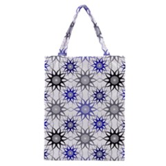 Pearl Pattern Floral Design Art Digital Seamless Blue Black Classic Tote Bag by Vaneshart