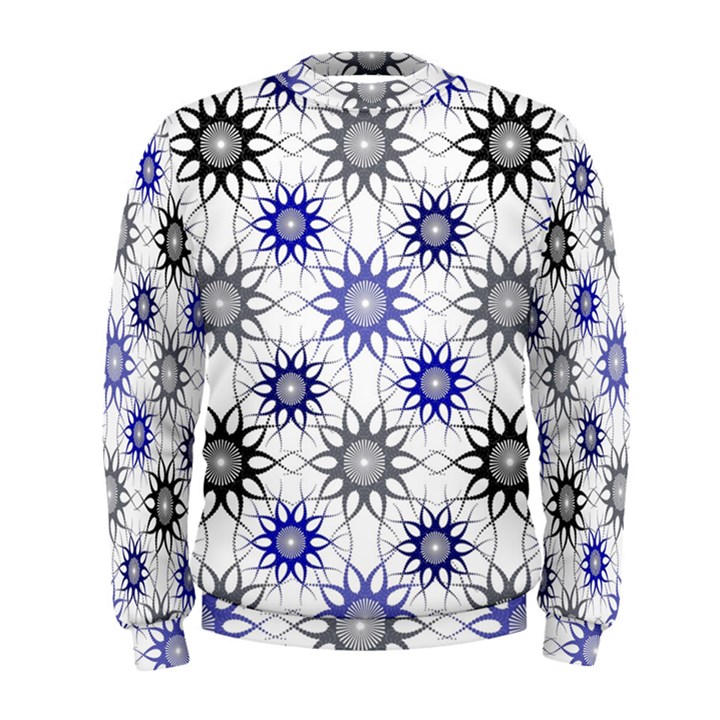 Pearl Pattern Floral Design Art Digital Seamless Blue Black Men s Sweatshirt