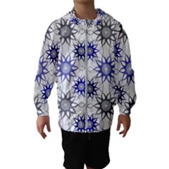 Pearl Pattern Floral Design Art Digital Seamless Blue Black Kids  Hooded Windbreaker by Vaneshart