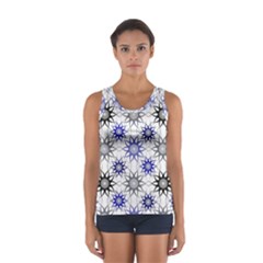 Pearl Pattern Floral Design Art Digital Seamless Blue Black Sport Tank Top  by Vaneshart