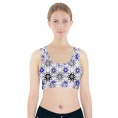 Pearl Pattern Floral Design Art Digital Seamless Blue Black Sports Bra With Pocket by Vaneshart